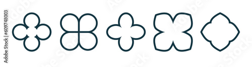 Quatrefoil symbol set. Quatrefoil geometric shape. Vector