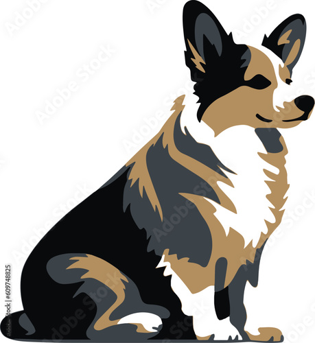 Welsh corgi cardigan dog. Vector illustration 