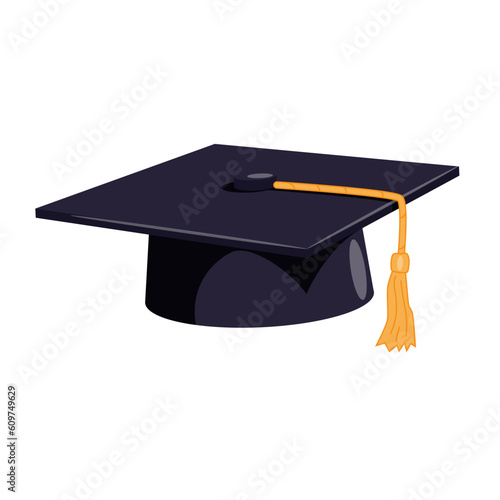 College cap, graduation cap, mortar board. Education, degree ceremony concept. Modern vector icon. Cartoon minimal style