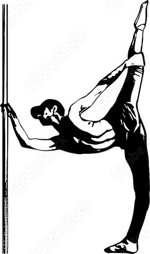 Silhouette of man and pole. Pole dance illustration for fitness, striptease dancers, exotic dance