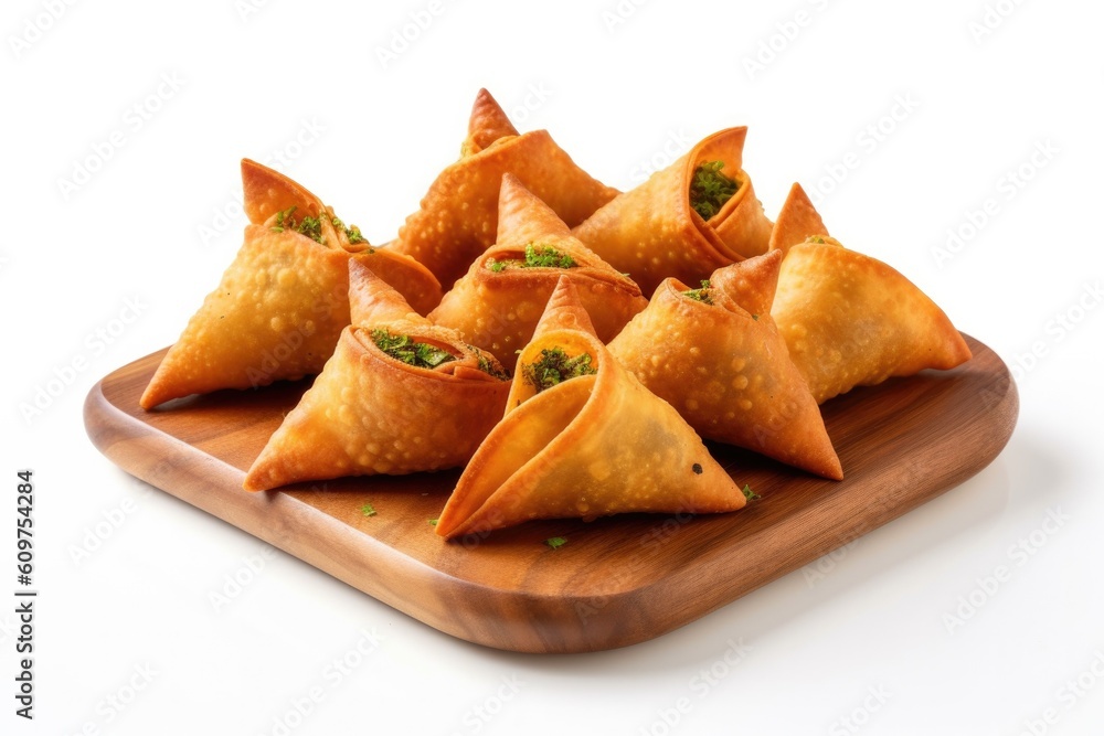 Delicious Plate of Samosas Isolated on a Transparent Background. Generative AI Delicious Plate of Samosas Isolated on a Transparent Background. Generative AI