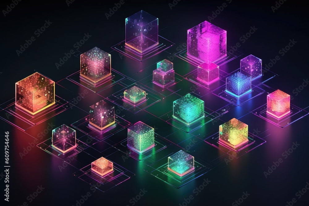 Colorful rectangle tech background. AI generated Stock Illustration ...