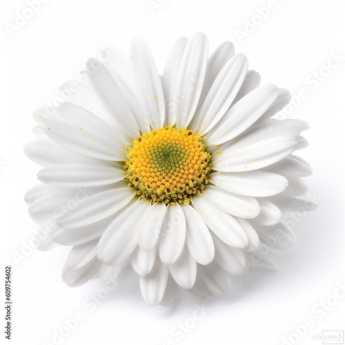 macro of white Daisy isolated on white background. AI generated content