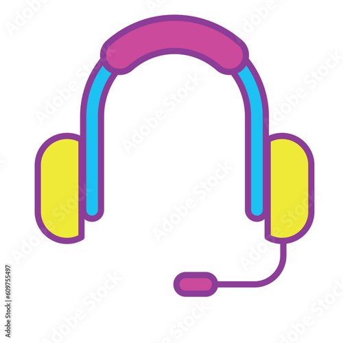 Vector image of headband-shaped headphones icon with black background