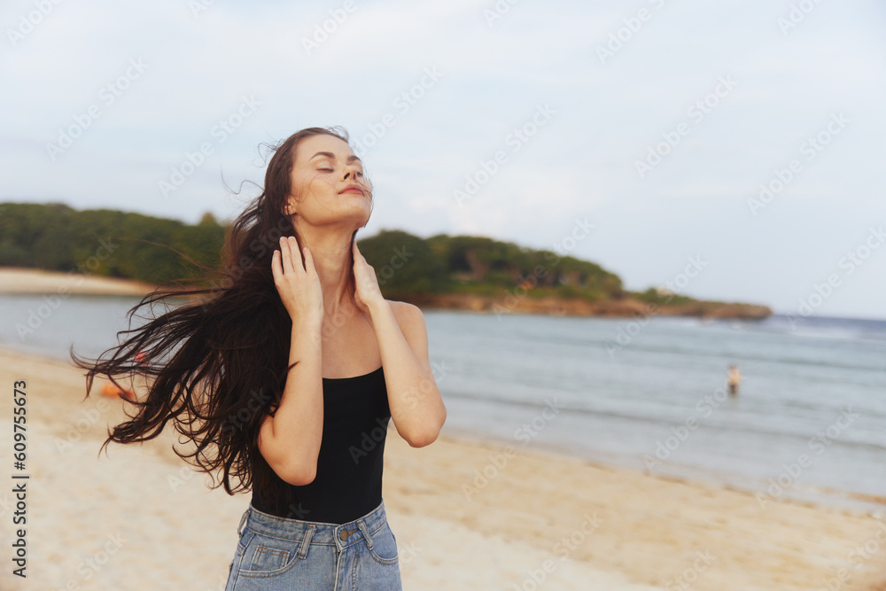 ocean woman beach smile vacation sea person sand summer sunset lifestyle ocean woman beach smile vacation sea person sand summer sunset lifestyle