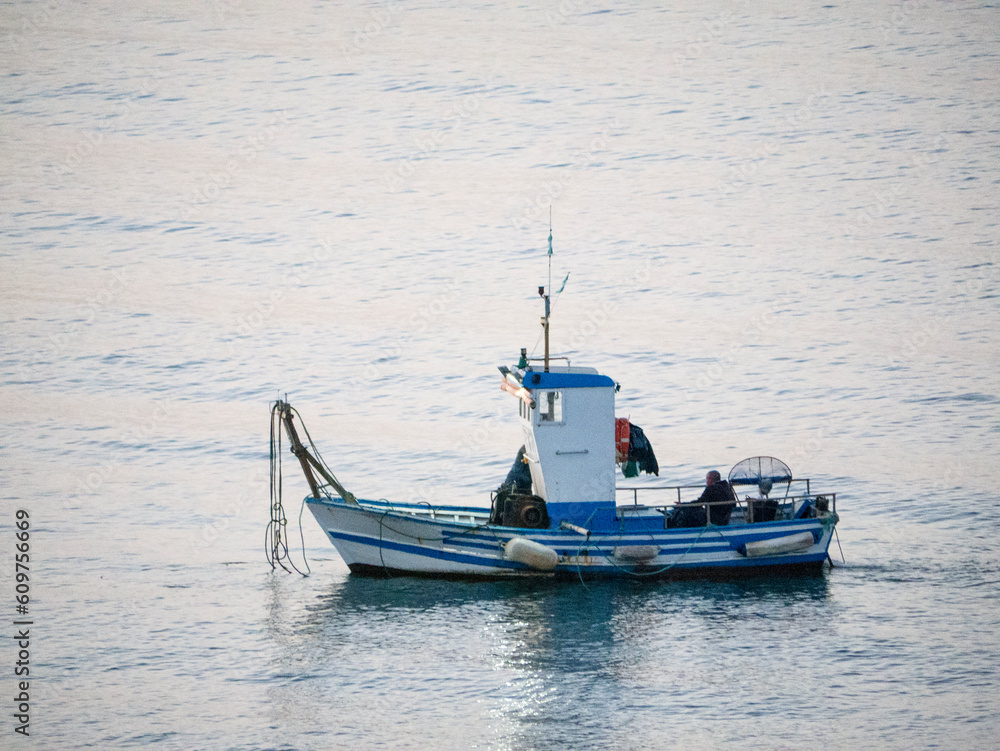 Fishing Boats off Fuengirola on the Costa del Sol  at Dawn in Spain