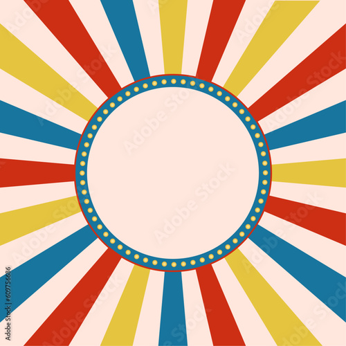 Carnival circle banner with lights. Circus banner. Vintage background.