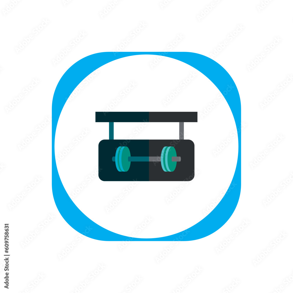 Gym dumbbells vector icon with white background and blue border Gym dumbbells vector icon with white background and blue border