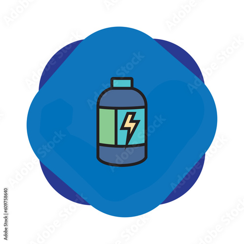 Vector image of protein bottle icon with blue background