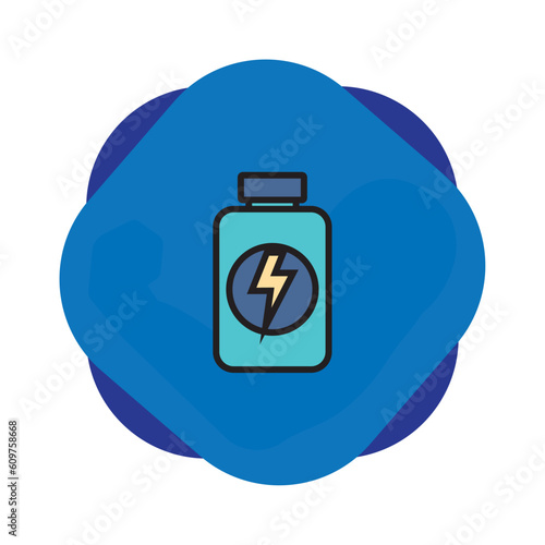 Vector image of protein bottle icon with blue background