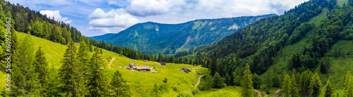 Beautiful huts in the Austrian alps in summer