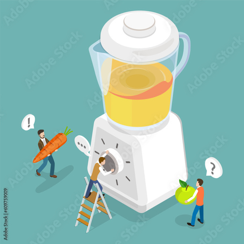 3D Isometric Flat Vector Conceptual Illustration of Blender, Food Processor or Juicer