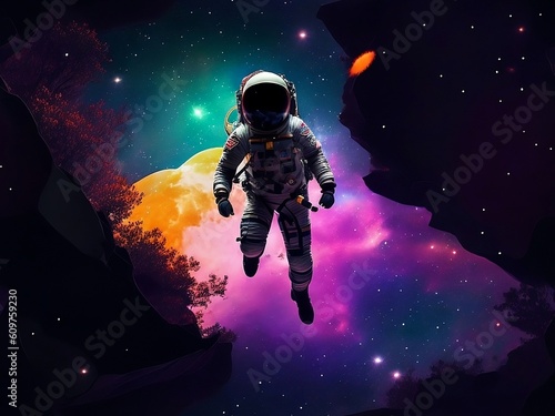 Interstellar Astronaut Art, Cosmic Adventure Poster, Celestial Astronaut Photography, Galactic Space Explorer Illustration, Astronautic Artwork, Spaceship and Planetary Design