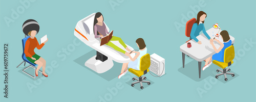 3D Isometric Flat Vector Conceptual Illustration of Manicure And Pedicure, Fashion Club for Spa and Body Care