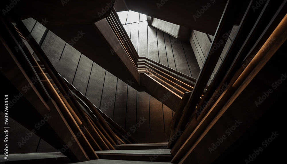 Fototapeta premium Futuristic staircase design with clean, elegant geometric shapes and luxury materials generated by AI