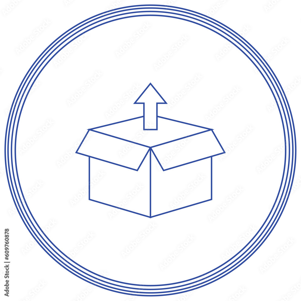 Vector image of a cardboard box with blue lines and a white background Vector image of a cardboard box with blue lines and a white background