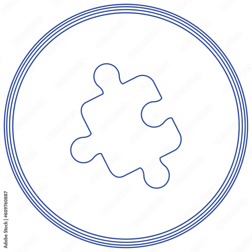 Vector image of a puzzle piece inside a circle with blue lines Vector image of a puzzle piece inside a circle with blue lines