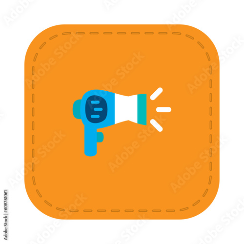 Vector image of a hair dryer icon with a yellow background