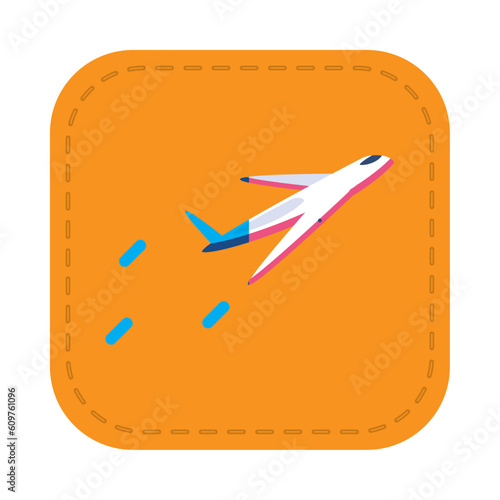 Vector image of airplane icon with orange background