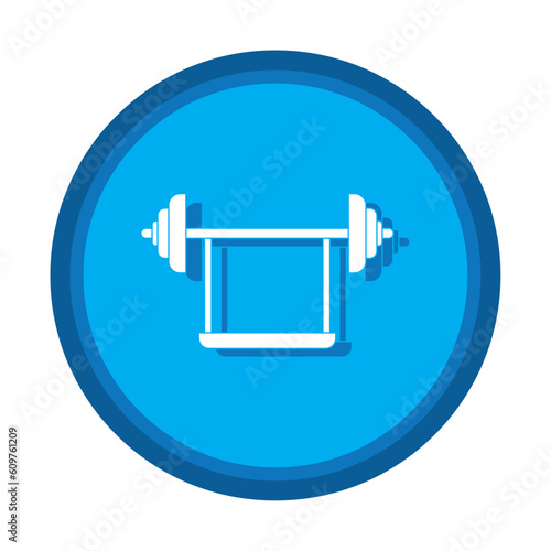 vector image of dumbbells inside a circle on blue background