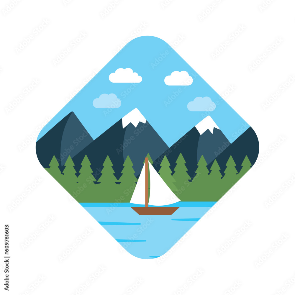 vector icon of landscape of a triangular shape with round edges