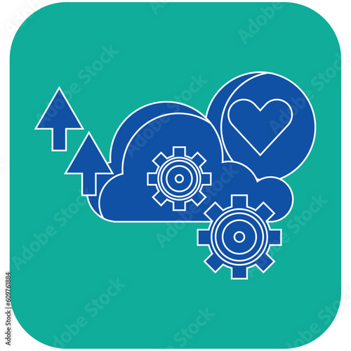  Blue Search Engine Optimization vector icon with white lines and green background