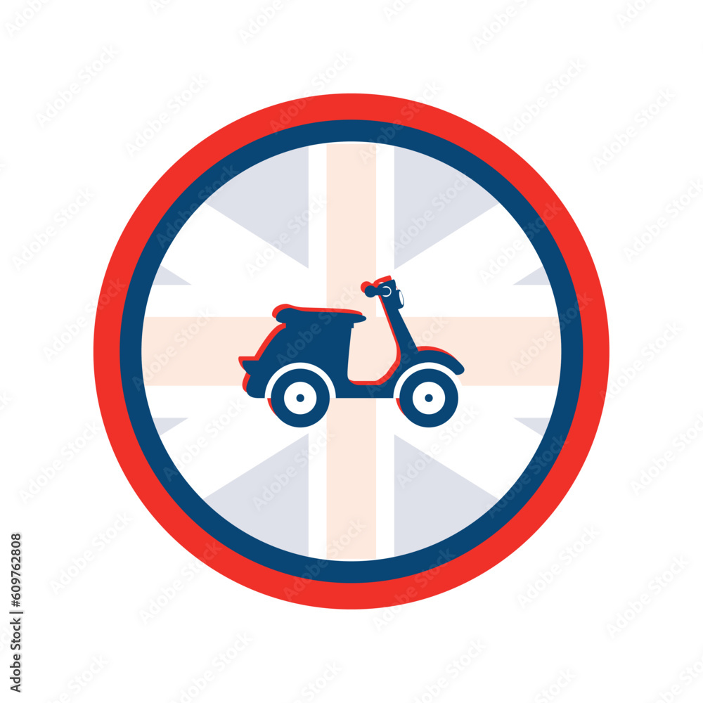 vector image of motorcycle icon inside a circle with red and blue lines vector image of motorcycle icon inside a circle with red and blue lines