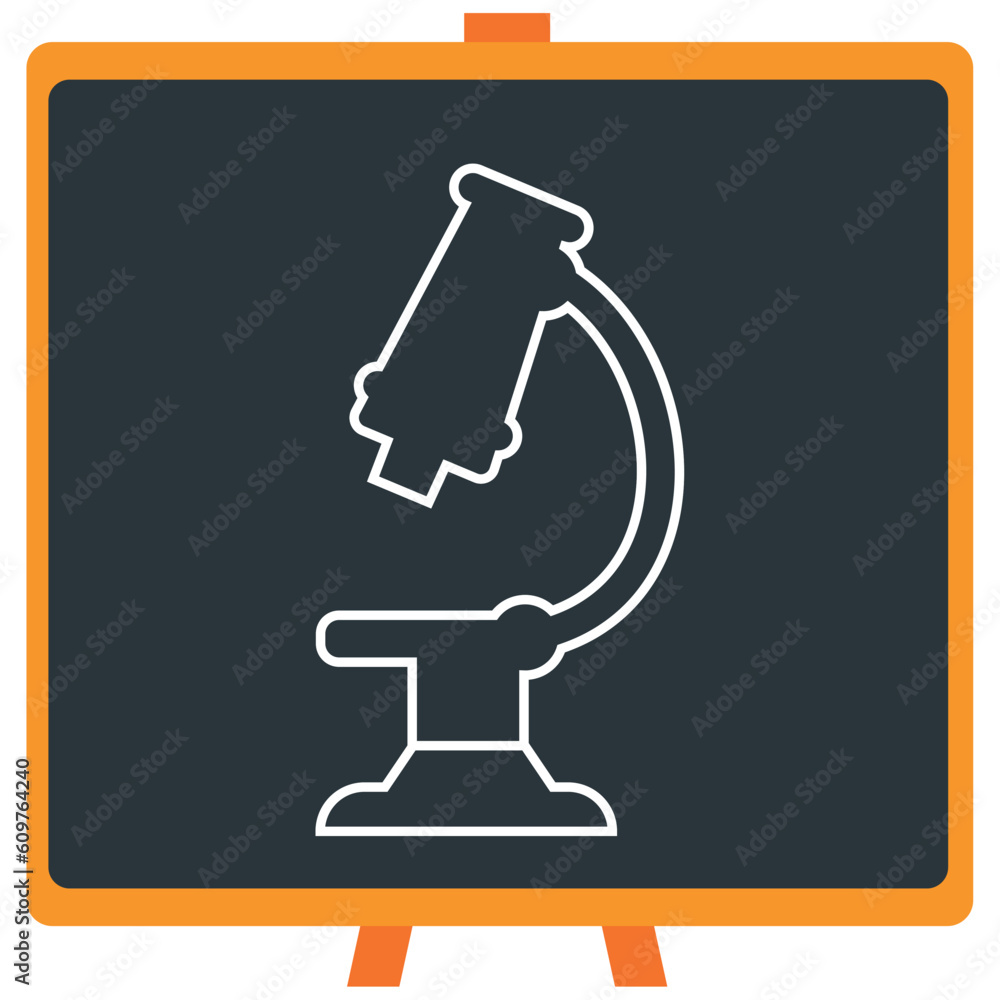 Vector icon of a chemistry laboratory microscope in white lines with dark border Vector icon of a chemistry laboratory microscope in white lines with dark border