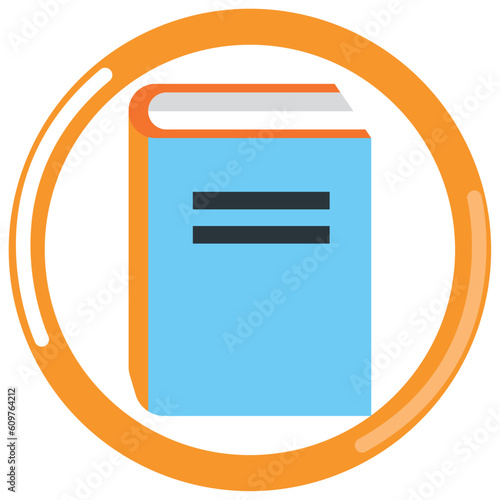 vector icon of a book with orange border and white background