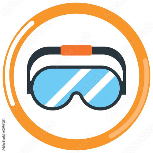 vector icon of glasses for chemistry laboratory with orange border and white background