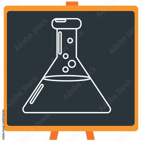 Vector icon of a chemistry laboratory test tube in white lines with dark border