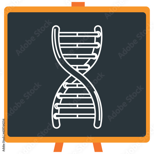 Vector icon of a adn chain chemistry laboratory in white lines with dark border