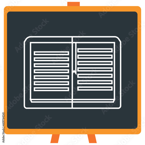 Vector icon of a chemistry laboratory book in white lines with dark border