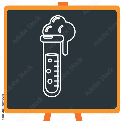 Vector icon of a chemistry laboratory test tube in white lines with dark border