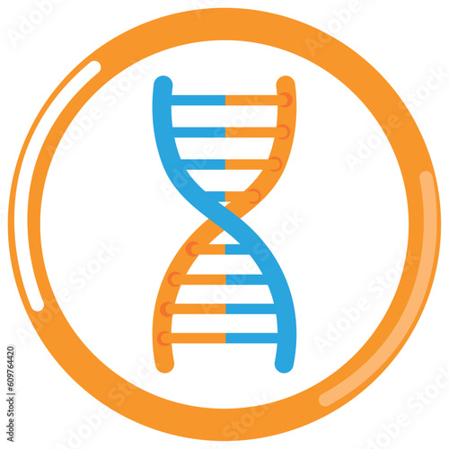 chemistry laboratory adn chain vector icon with orange border and white background