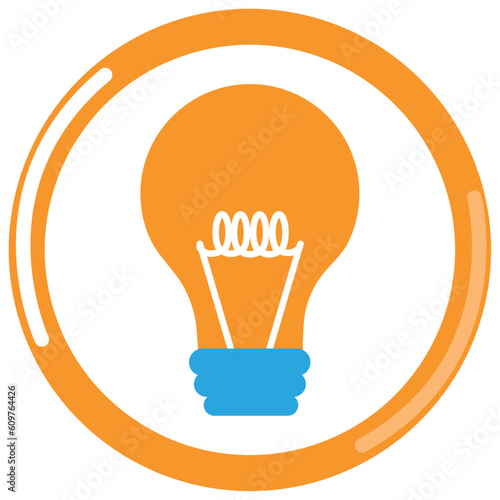vector icon of a laboratory light bulb with orange border and white background