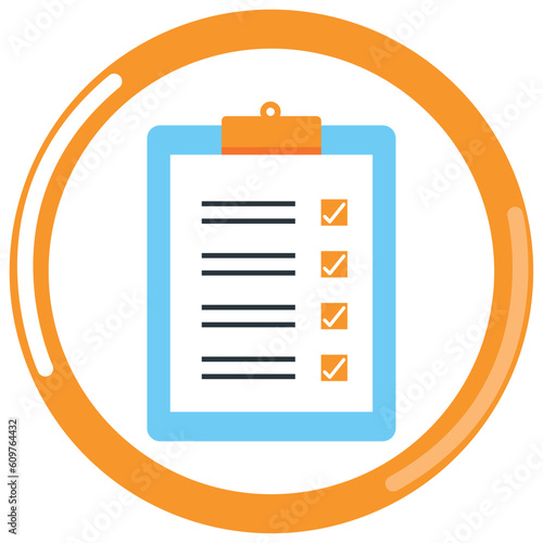 vector icon of a chemistry laboratory note board with orange border and white background