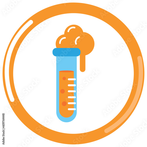 laboratory test flask vector icon with orange border and white background
