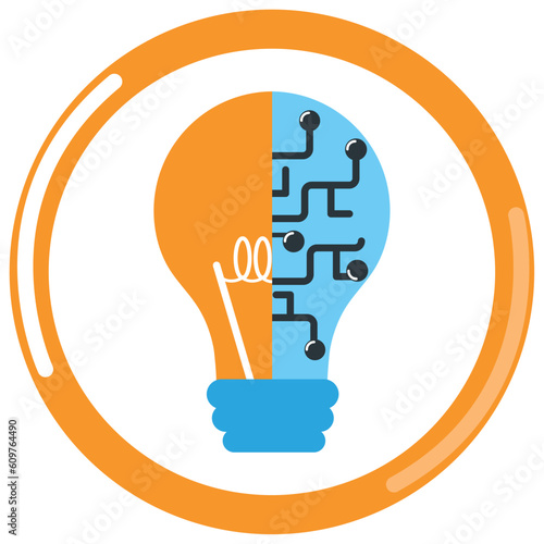 chemistry laboratory pendulum vector icon with orange border and white background