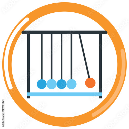 chemistry laboratory pendulum vector icon with orange border and white background