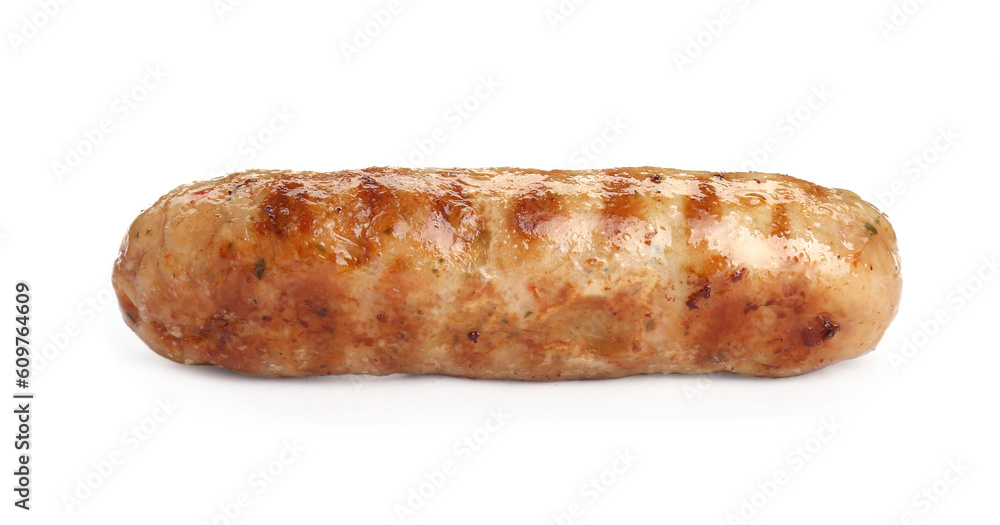 Tasty fresh grilled sausage isolated on white Tasty fresh grilled sausage isolated on white
