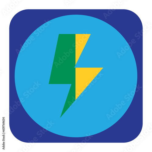 vector icon of a video game thunder with blue background