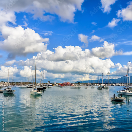 boat, yacht, sea, water, marina, boats, sky, harbor, ship, port, harbour, ocean, sail, sailing, yachts, travel, landscape, summer, cloud, sailboat, dock, mast, fishing, coast, tourism