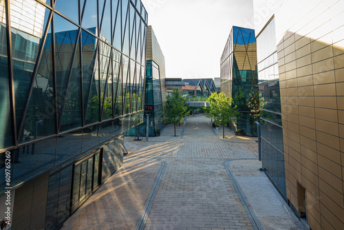 Empty modern urban business buildings