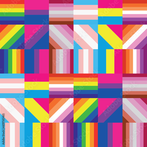 LGBTQIA+ flag rainbow illustration, gls cause symbol, homosexual with various flags   