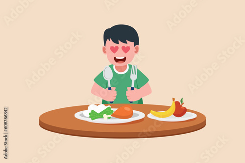 Taste expression concept. Contact information. Colored flat vector illustration.