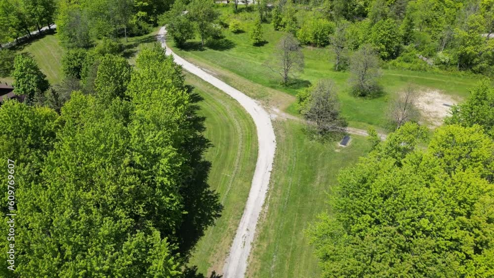 Aerial Drone Flight of Lafortune Park (disc golf & campgrounds) & Nature in Caledonia, Ontario, Canada Aerial Drone Flight of Lafortune Park (disc golf & campgrounds) & Nature in Caledonia, Ontario, Canada