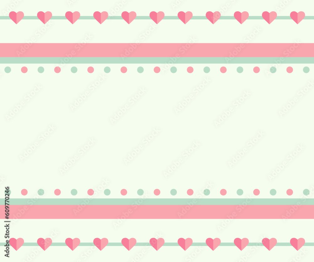 cute pastel-colored background with hearts and a frame for text