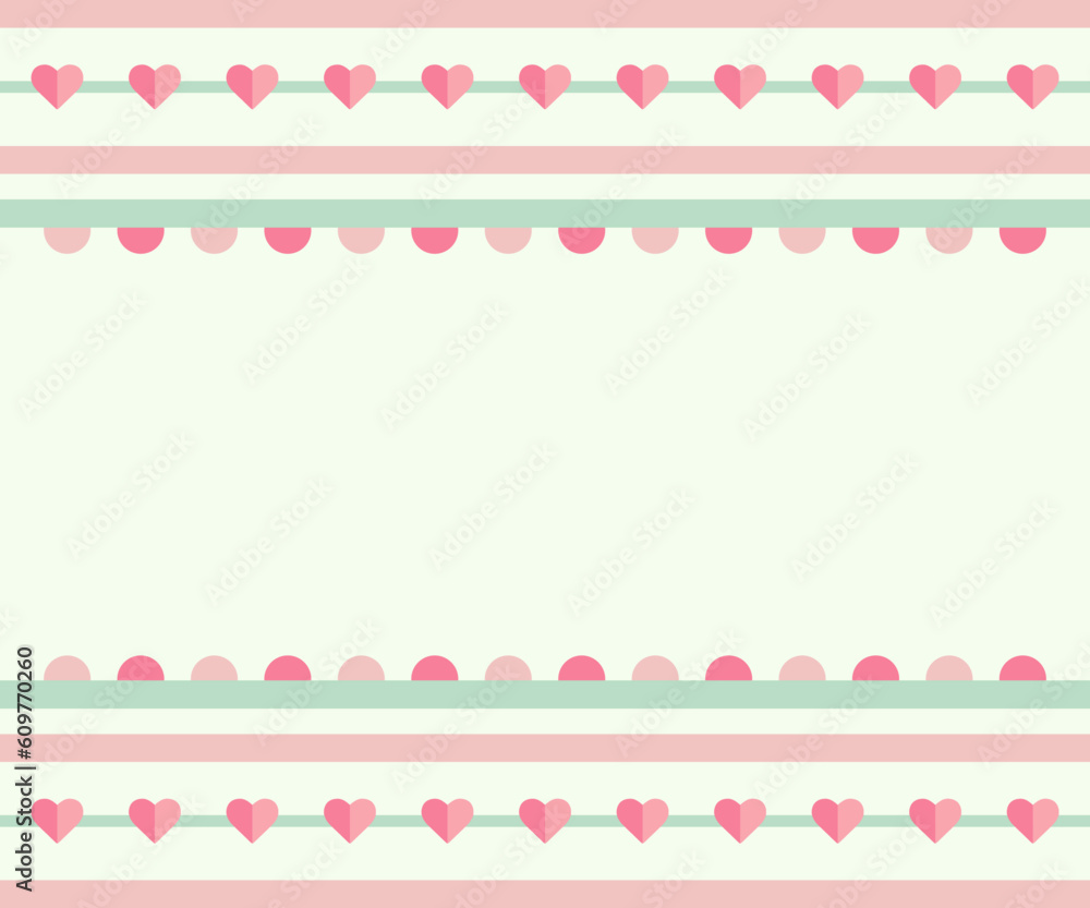 cute pastel-colored background with hearts and a frame for text