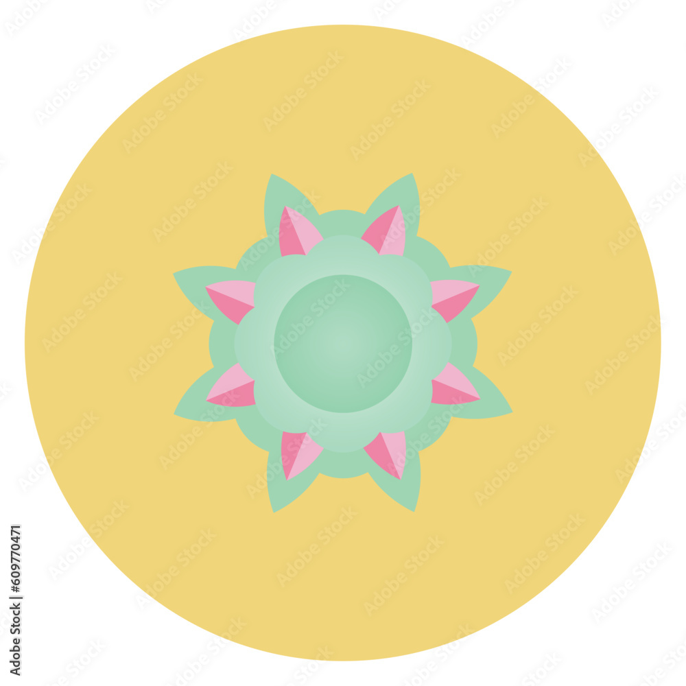 vector icon of a flower inside a circle with a yellow background vector icon of a flower inside a circle with a yellow background